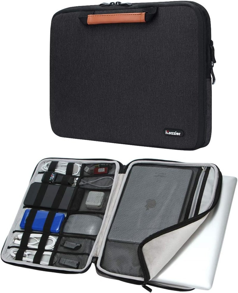 iCozzier 13-13.3 Inch Handle Electronic Accessories Strap Laptop Sleeve Case Bag Protective Bag for 13" MacBook Air/MacBook Pro/Pro Retina Cover-Black - Image 2