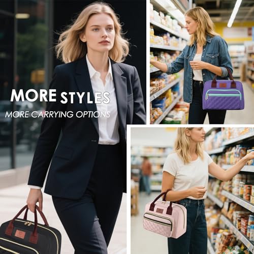 Genteen Lunch Bag for Women Girls Teens,Insulated Adult Lunch Boxes for Women,Reusable Cute Lunch Bags for Work,High Capacity Tote Lunchbox Cooler for Office Travel Picnic School-Gray - Image 2