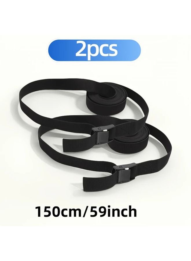 2Pcs 59.06 Inches Adjustable Straps With Metal Buckles For Cargo Transport Luggage - Image 1