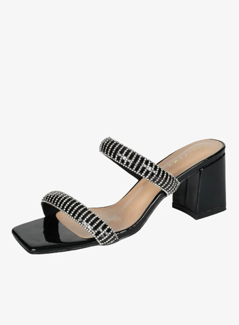 Zayna Black 221-95 Zayna Ladies  Fashion Mid Heel Slip on 3U888-6 Black for Women | Best Price UAE