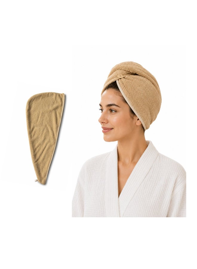 TANGBLIB Cotton Hair Towel for Adults and Women - Super Soft Cotton Hair Towel with Super Absorbent and Super Absorbent Hair Towel with Button for Long Curly Hair - Image 3