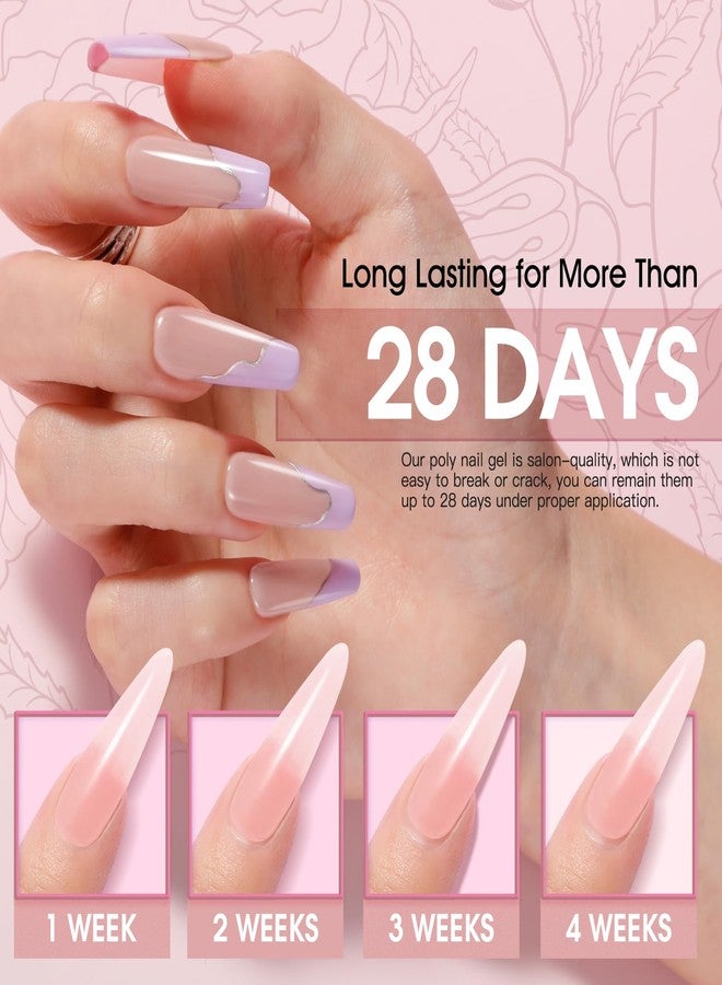 ROSALIND Poly Nail Gel Set, 8 Colors 10g Clear Nude Poly Extension Gel Nail Set, Glitter Shiny Poly Nail Gel Kit Builder Nude Gel Extension Kit for Nail Art Design Easy DIY Gift for Women - Image 5