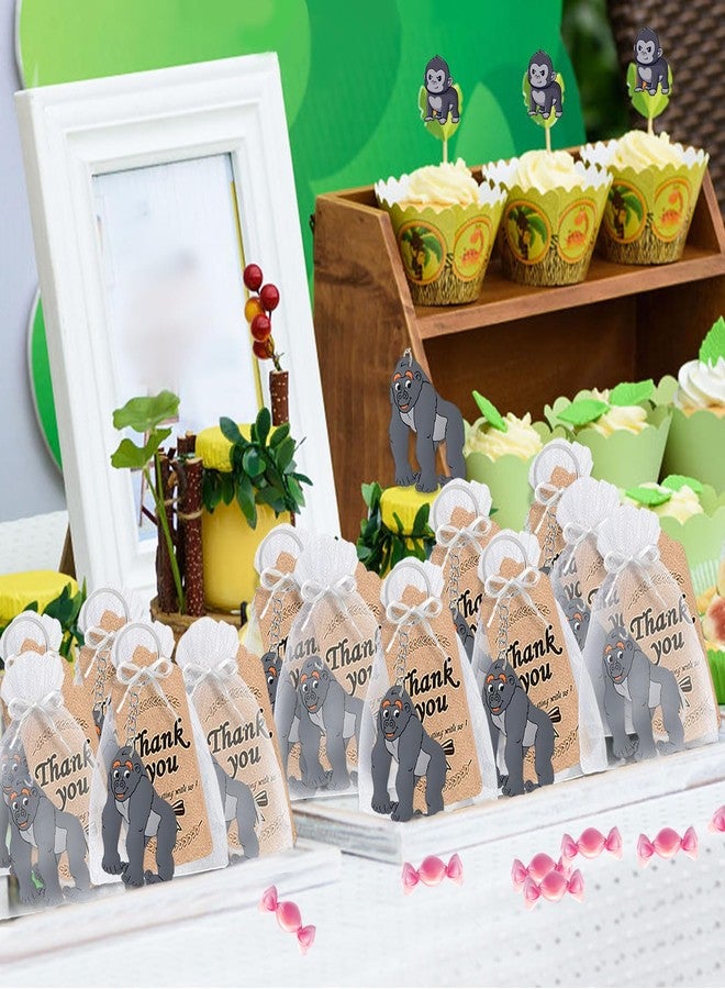 CiciBear 24 Pack Gorilla Keychains Party Decoration for Guests, Wild Animal Themed Party, Jungle Safari Baby Shower, School Party, Zoo Kids Birthday - Image 4