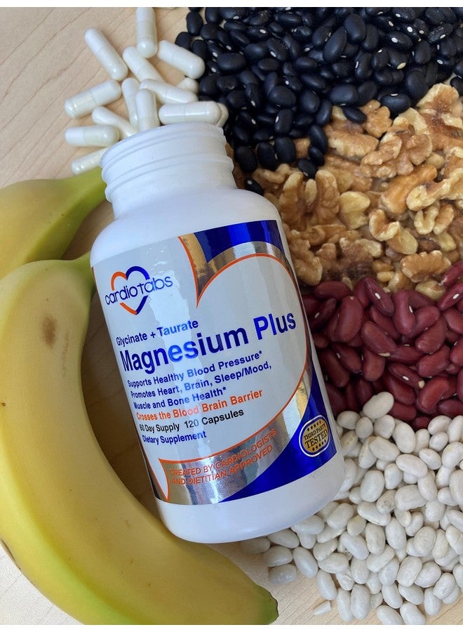 Cardiotabs Magnesium Plus - 200 mg of Magnesium Glycinate and Magnesium Taurate for Blood Pressure, Heart, Brain, Sleep & Mood Support - Highly Concentrated and Well Absorbed - 120 Capsules - Image 3