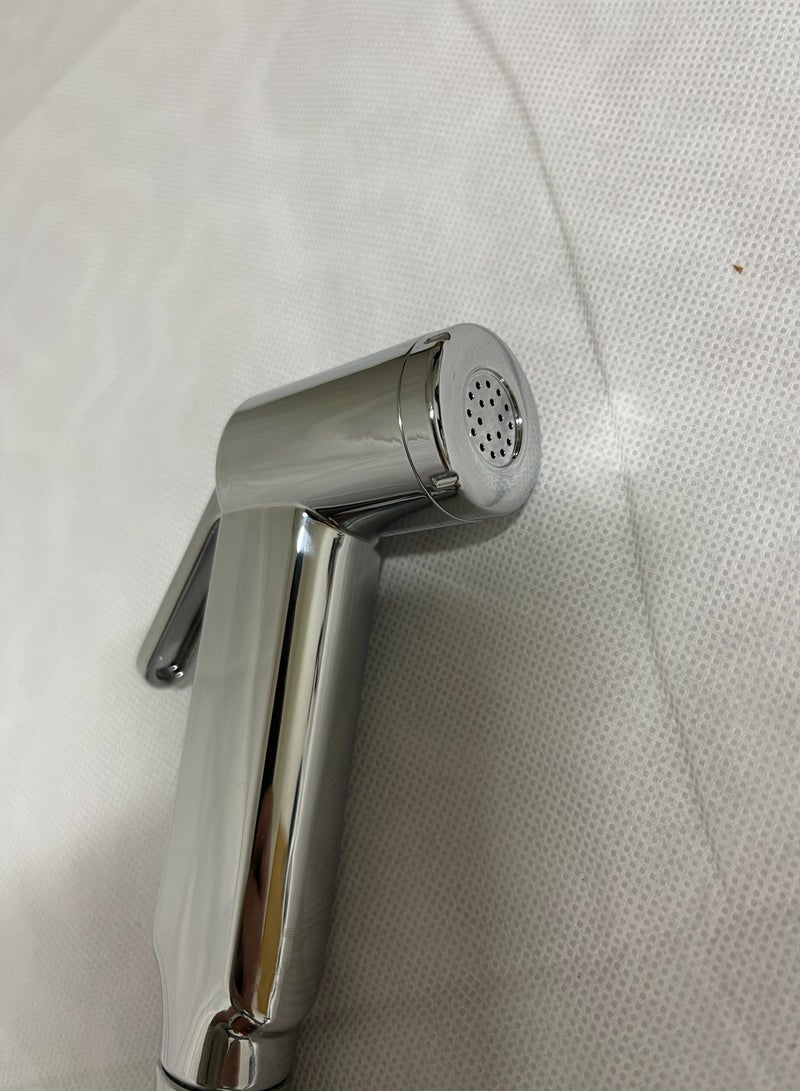 شطاف يدوي للمرحاض مع خرطوم وخطاف فضي - Image 2