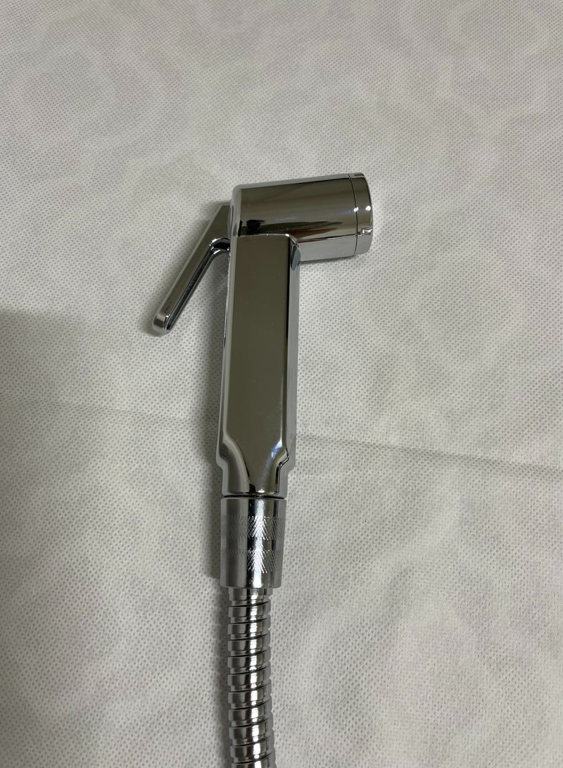 شطاف يدوي للمرحاض مع خرطوم وخطاف فضي - Image 3