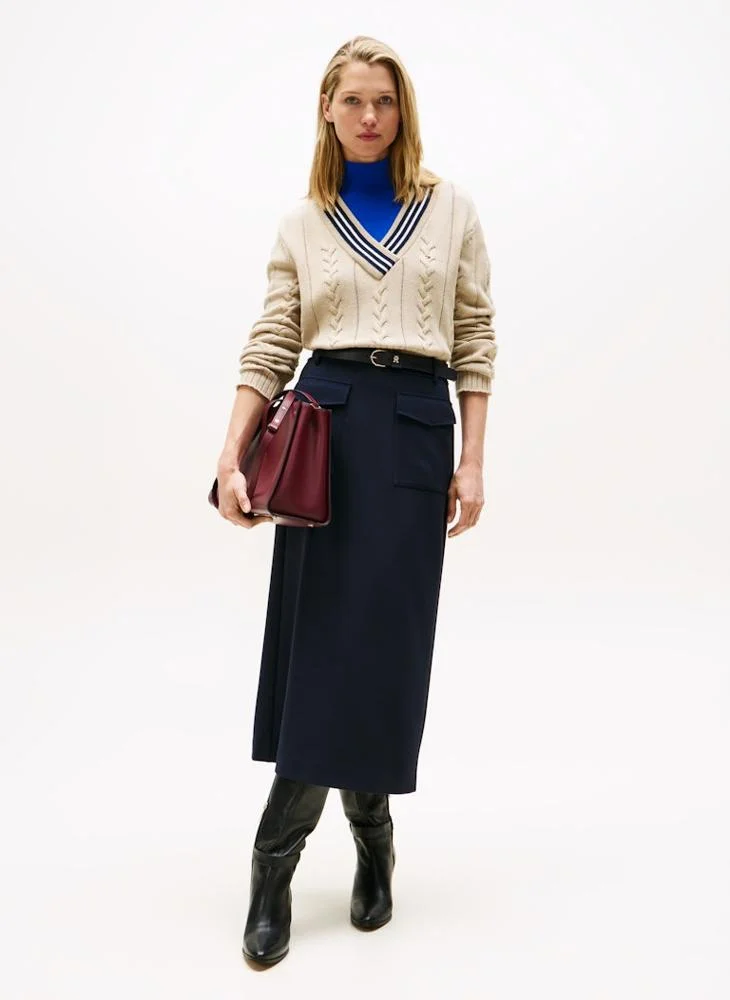 Tommy Hilfiger Blue Tailored Midi Skirt for Women | Best Price UAE