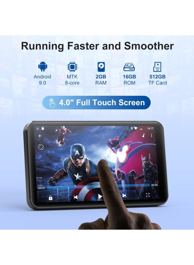 MECHEN مشغل MP3 مع بلوتوث وواي فاي وشاشة تعمل باللمس مقاس 4 بوصة ونظام أندرويد 9.0 ومعالج MTK ثماني النواة من ميشين، مشغل MP4 مع سبوتيفاي، واوديبل - Image 2