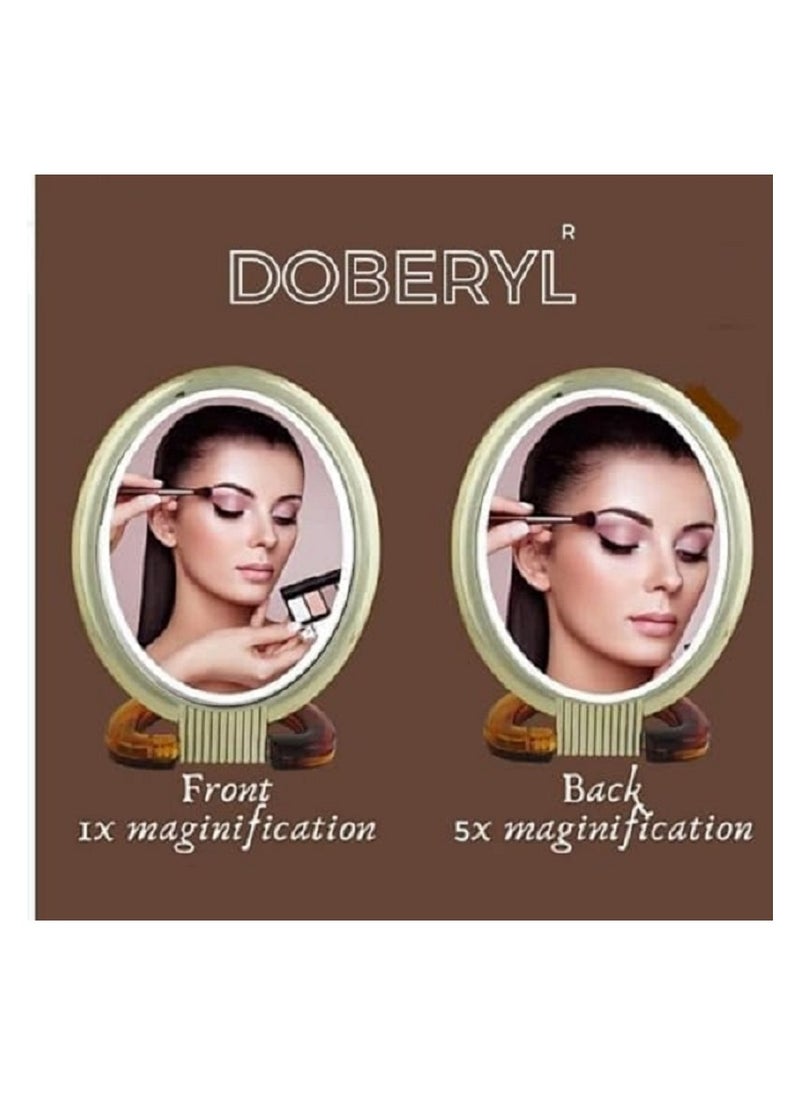 Generic Makeup mirror mounted on the table top - on both sides for the bathroom - hairdressing table - barber shop - salons - double-sided - natural view - 5 times magnified view (size 18*12 cm)  - Image 4