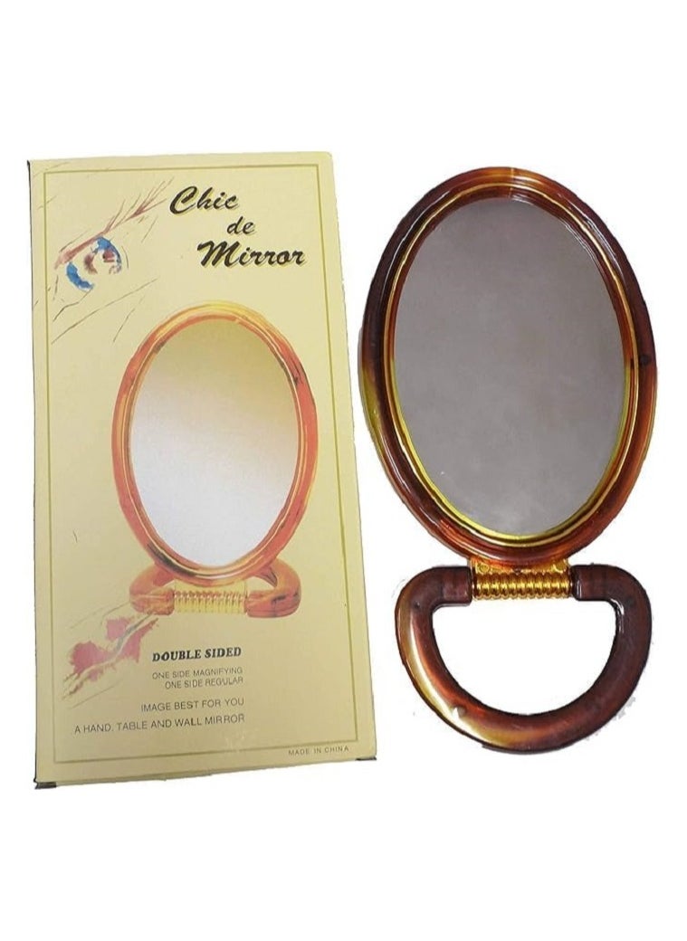 Generic Makeup mirror mounted on the table top - on both sides for the bathroom - hairdressing table - barber shop - salons - double-sided - natural view - 5 times magnified view (size 18*12 cm)  - Image 5