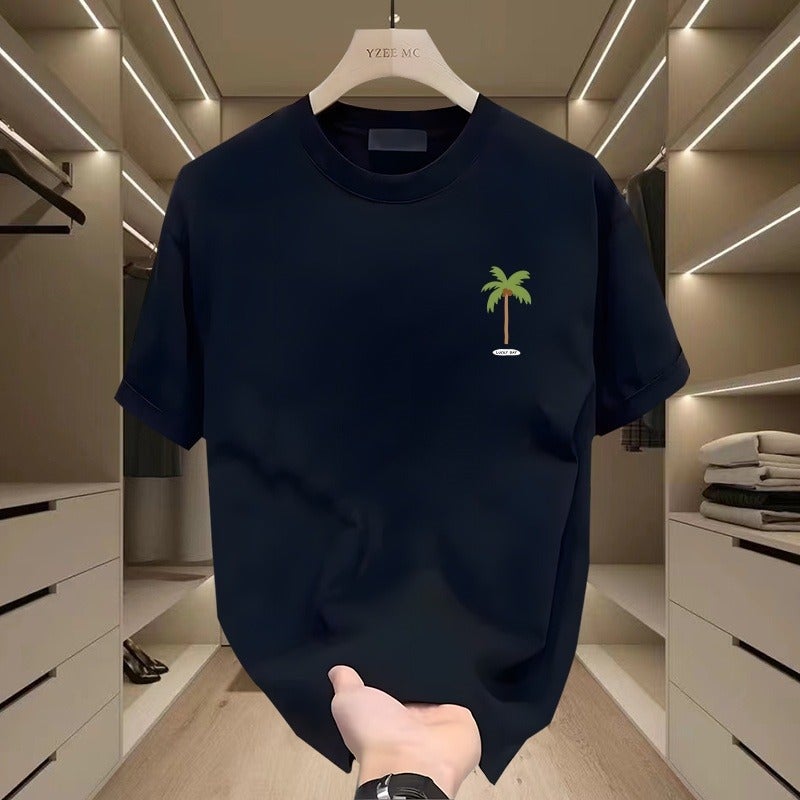 Summer High-End Short-Sleeved T-Shirt Boys Half-Sleeved Round Neck Loose Teenager T-Shirt Fashionable Korean-Style All-Match T-Shirt