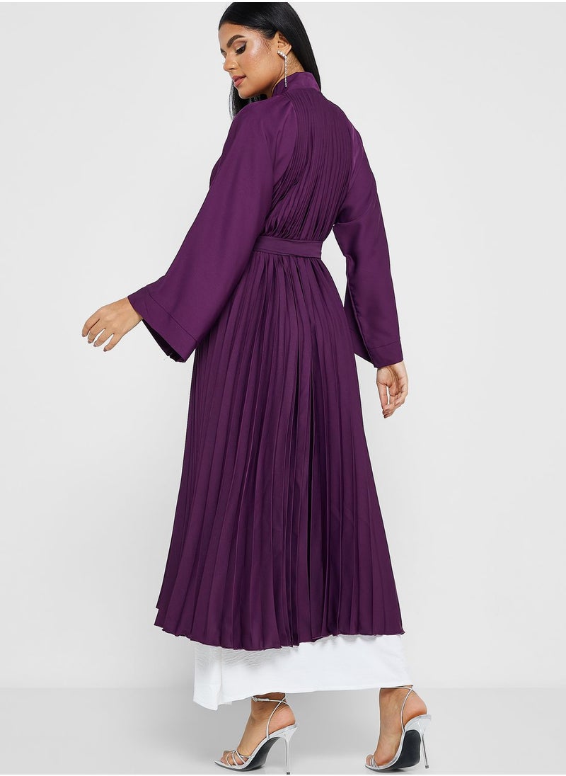 Khizana - Pleated Detail Belted Jalabiya - Image 1