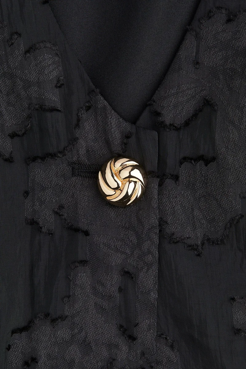 H&M Cropped jacquard-weave blouse