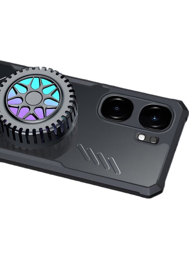 Freeson Phone Case For Vivo Iqoo Neo9/Pro/Neo9S Pro/+ With Heat Dissipation Protection, Full Protection, Shockproof, Anti-Collision, Transparent, Metal Magnetic Compatible With Heat Sink, Black - Image 2