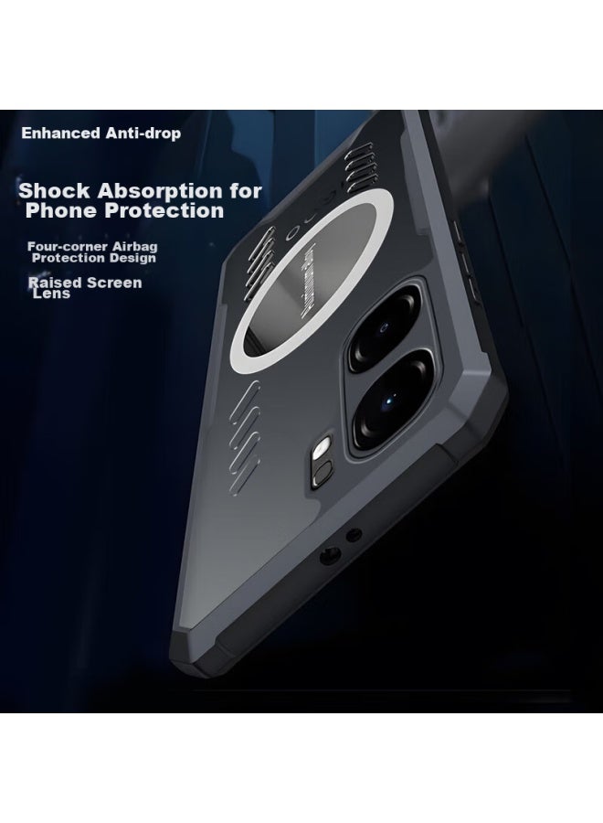Freeson Phone Case For Vivo Iqoo Neo9/pro/neo9s Pro/+ With Heat Dissipation Protection, Full Protection, Shockproof, Anti-collision, Transparent, Metal Magnetic Compatible With Heat Sink, Black - Image 5