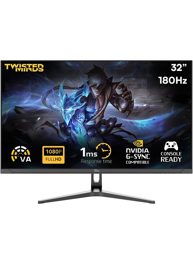TWISTED MINDS 32 inch  Blaze Series FHD 180Hz Refresh Rate, 1ms Response Time, Nvidia G-sync, HDMI 2.0, DP1.4, DC Console ready TM32FHD180VA Black - Image 1