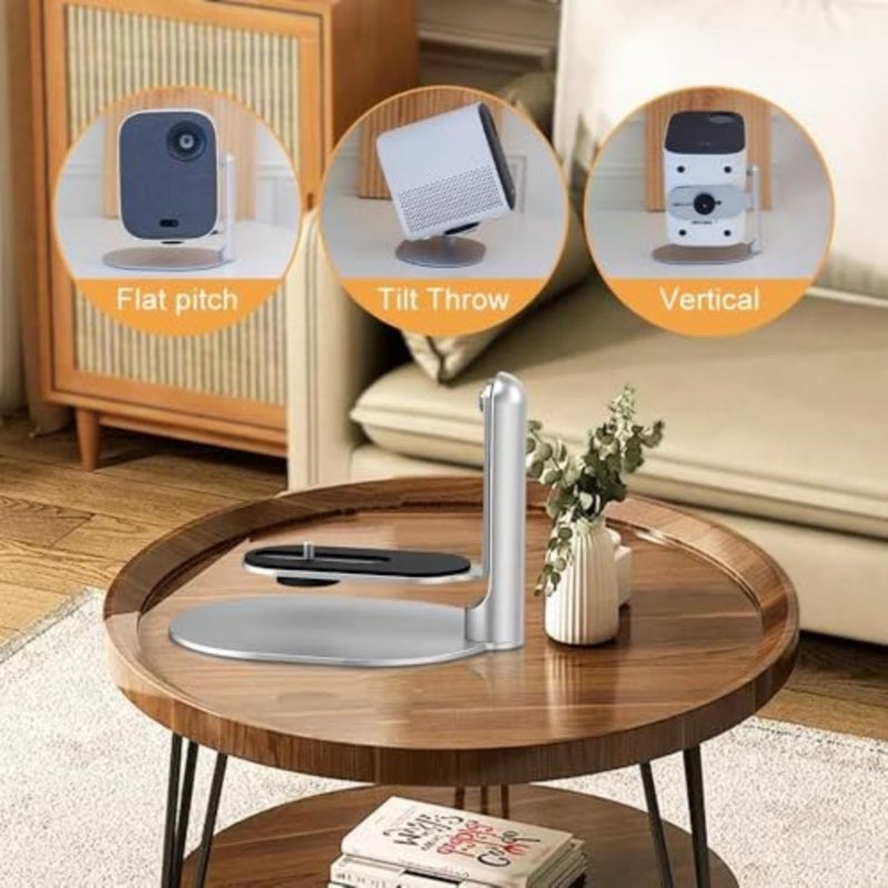 Desktop Mini Projector Stand, 180 Tilt 360 Rotation Adjustable Stand, Standard 1/4 Inch Screw Mount, Compatible with Various Projectors, Portable for Home Cinema Office Use - Image 2
