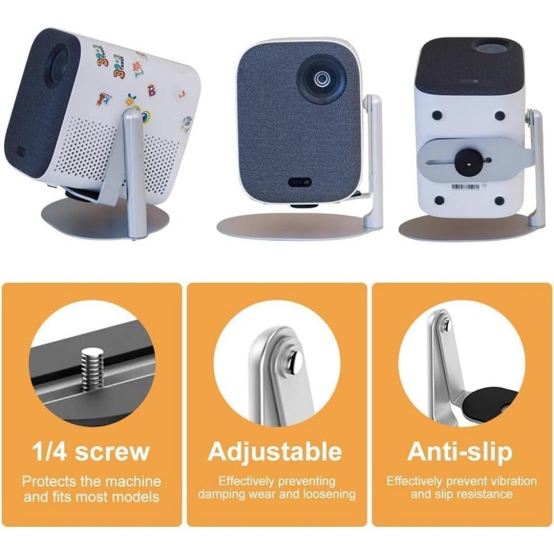 Desktop Mini Projector Stand, 180 Tilt 360 Rotation Adjustable Stand, Standard 1/4 Inch Screw Mount, Compatible with Various Projectors, Portable for Home Cinema Office Use - Image 4