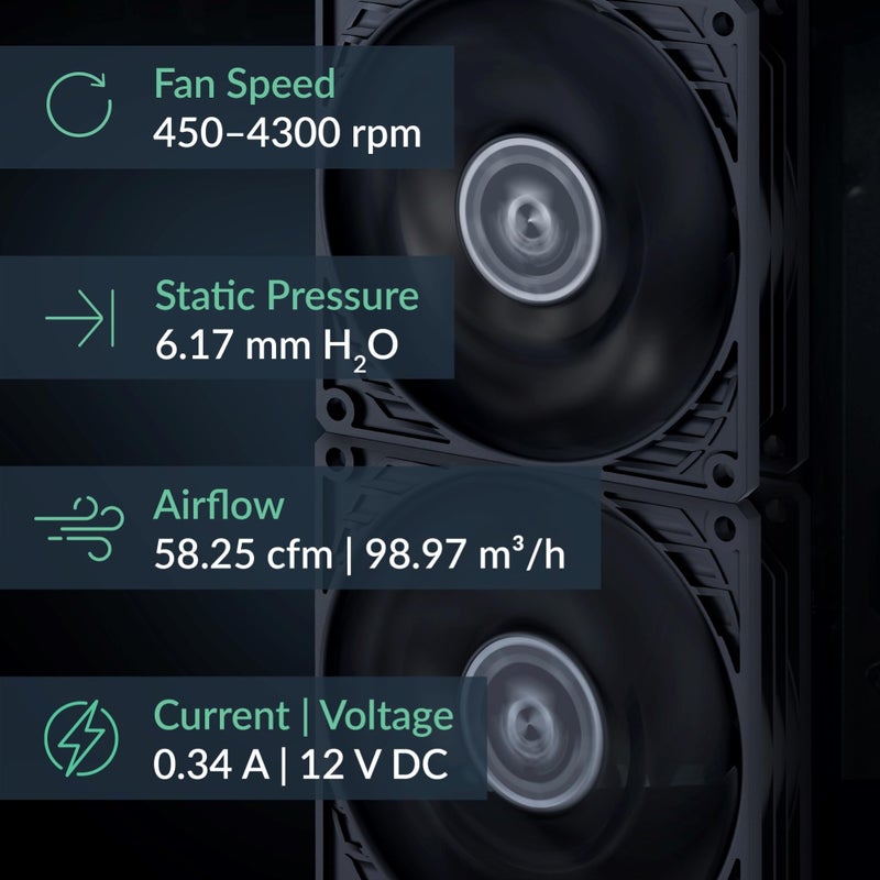 ARCTIC P9 Max - PC Fan, High-Performance 92 mm PWM case Fan, 450-4300 RPM, Optimized for Static Pressure, 0dB Mode - Black - Image 2