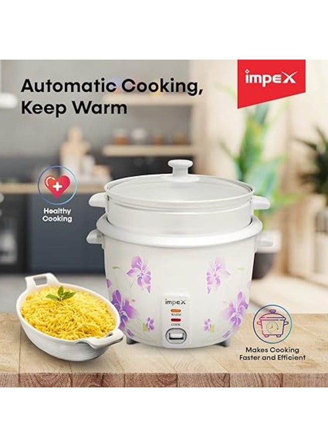 Electric Rice Cooker, Drum Cooker, Automatic Cooking, Keep Warm, Safety Protection, Cool Touch Body, Carrying Handle, Measuring Cup, Spoon, Steamer 1.5 L 500 W RC 2802 Multicolour  - Image 1