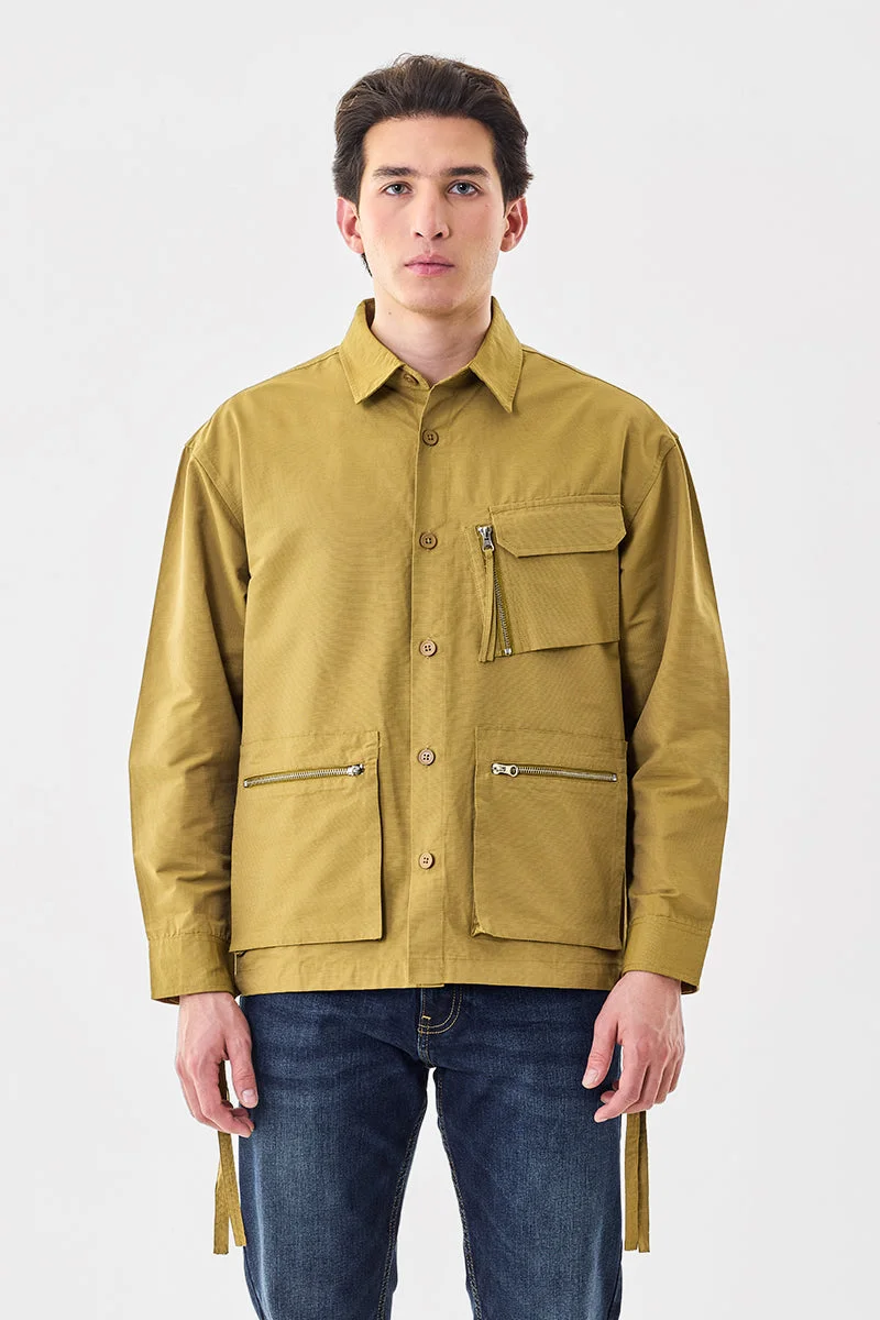 SNITCH Khaki Triple Pocket Regular Fit Jacket for Men | Best Price UAE
