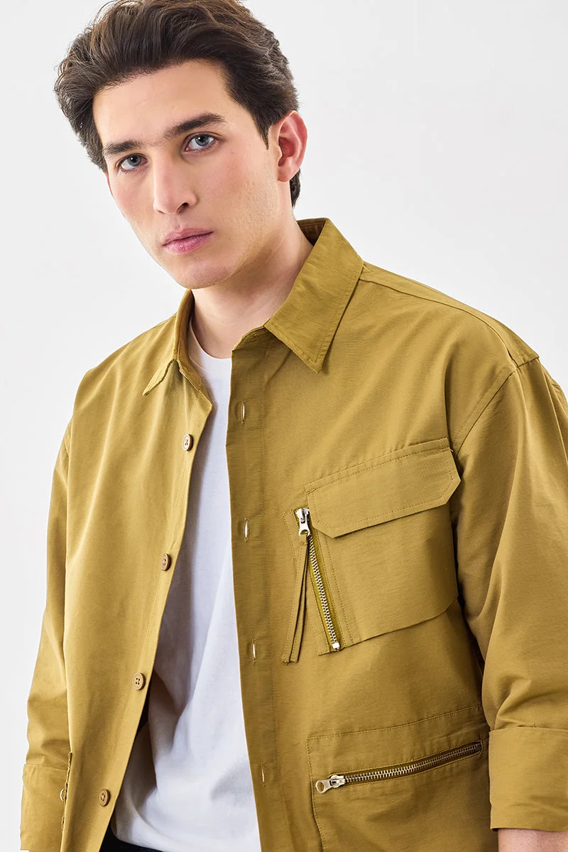 SNITCH Khaki Triple Pocket Regular Fit Jacket for Men | Best Price UAE