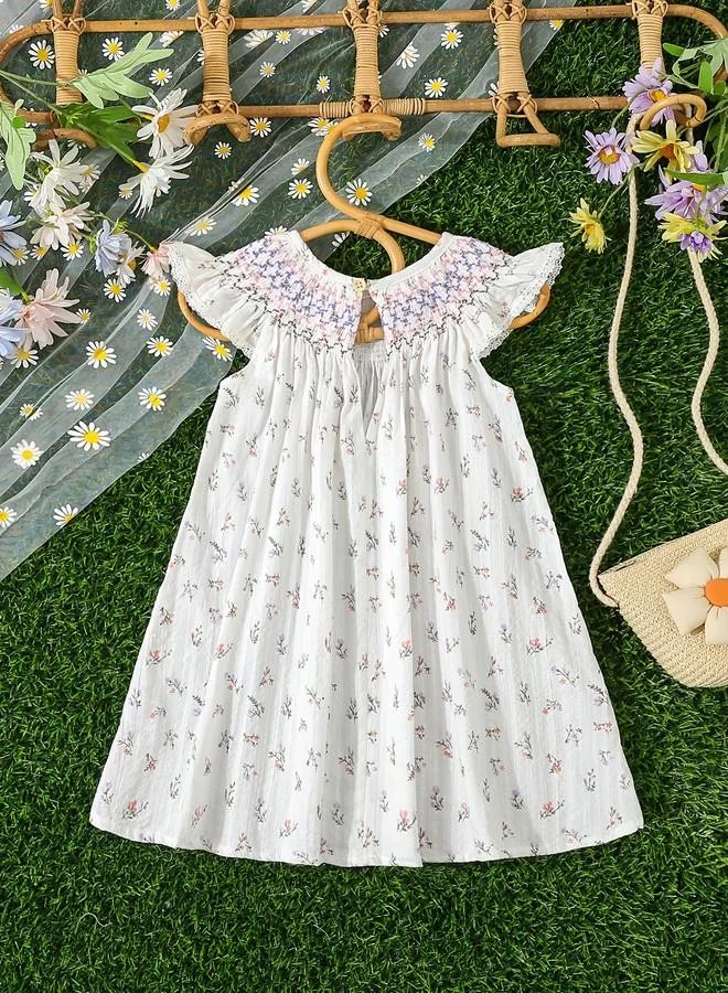 Take Two Take Two Girls White Floral Smocked Dress