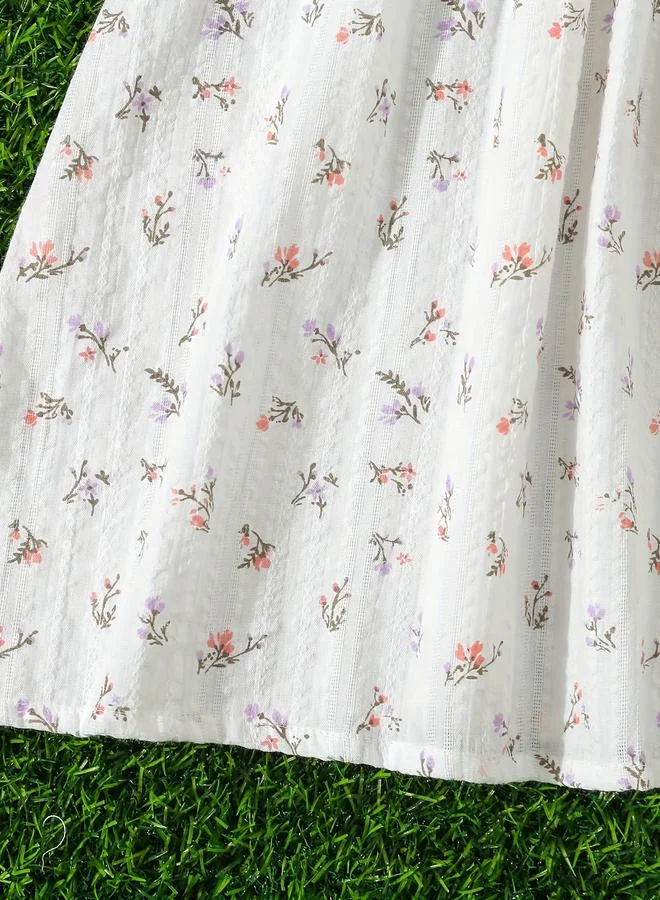 Take Two Take Two Girls White Floral Smocked Dress