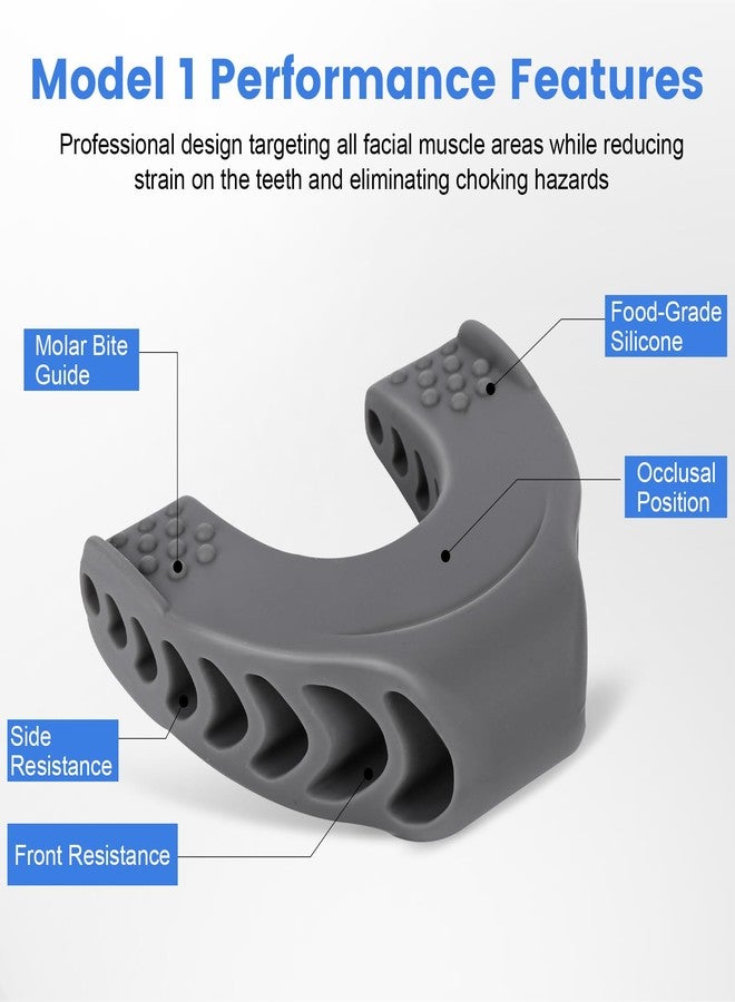 TEAWOO 9PCS Jaw Exerciser for Men & Women, 2 Model Set with 3 Resistance Levels Silicone Jaw Toner for Beginner, Intermediate & Advanced Users, Patented Jawline Exerciser (White/Grey/Black - Image 3