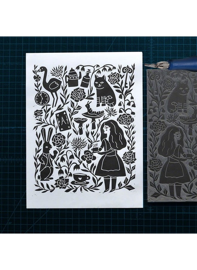 Falling In art - Soft Linoleum Carving Block Linocut Block For Printmaking 6 Inches By 6 Inches Gray 2 Pack - Image 1