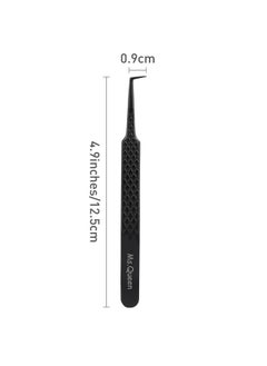 Ms.Queen Lash Tweezers For Eyelash Extensions, Diamond Grip 90 Degree Fiber Tip Volume Lash Extension Tweezers,Black  - Image 4