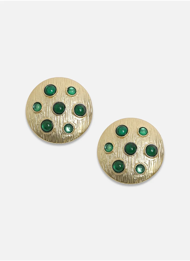 SOHI Emerald Cascade Stud Earrings