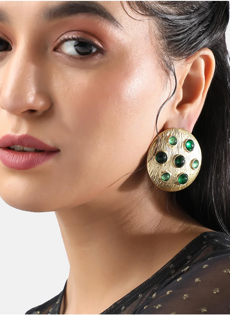 SOHI Emerald Cascade Stud Earrings