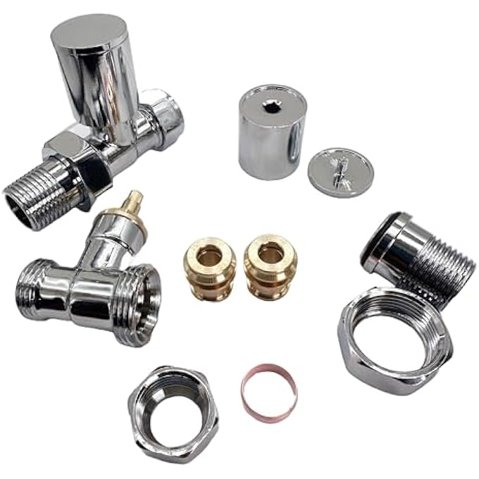 MODERN CHROME STRAIGHT TOWEL RADIATOR VALVES 10MM CENTRAL HEATING TAPS - Image 3