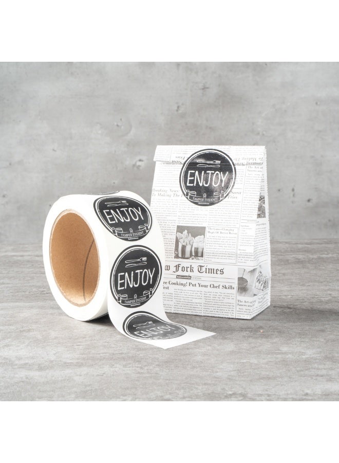 Restaurantware Label Tek 2 Inch Tamper-Evident Stickers, 500 Rolled Tamper Seal Stickers - Chalkboard Design, Enjoy Message, Black With White Font Plastic To Go Stickers, For Safe Food Delivery - Image 4