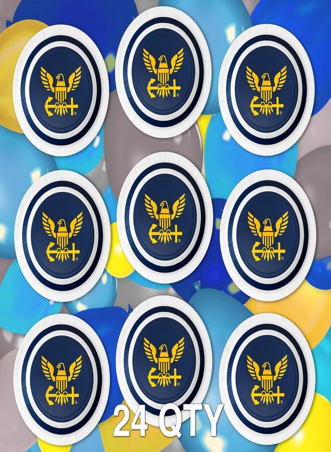 Havercamp U.S. NAVY 7 in. Party Plates (24-pack)! Includes 24 Round Dessert Plates in the Officially Licensed United States Navy Logo. - Image 3