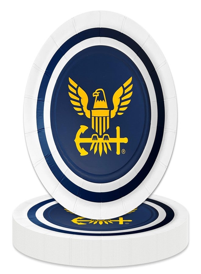 Havercamp U.S. NAVY 7 in. Party Plates (24-pack)! Includes 24 Round Dessert Plates in the Officially Licensed United States Navy Logo. - Image 1