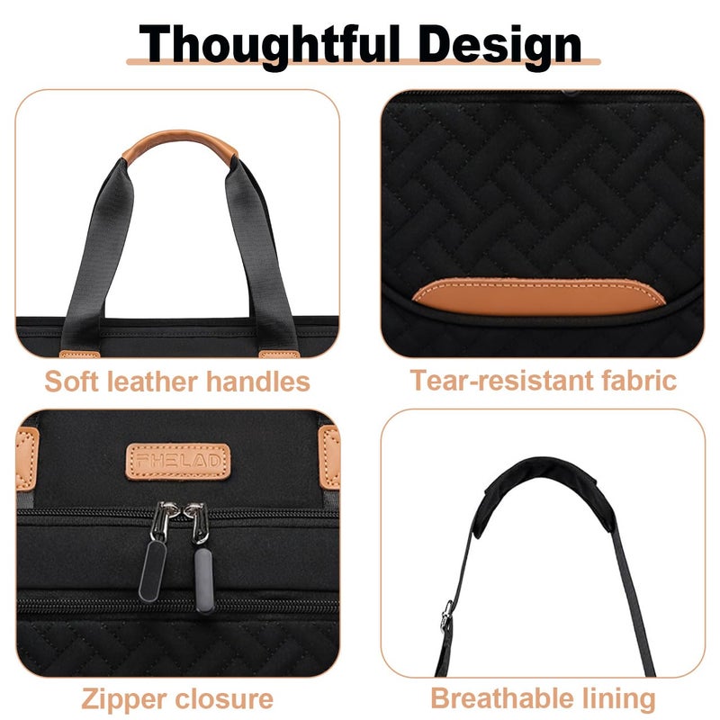 FHELAD Diaper Tote Bag, 4 in 1 Tote Diaper Bag with 16" Laptop Compartment, Baby Bag with 3 Insulated Pocket for Mam and Dad, Ideal for Travel, Work (Black) - Image 5