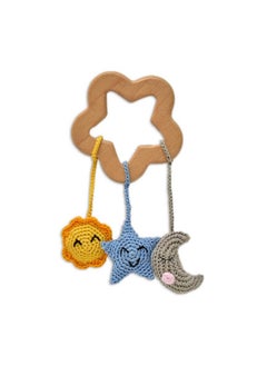 Happy Threads Happy Threads, Crochet Dolphin Rattle for Newborn,Babies, Soft Handmade Rattle Toys for Kids, Childsafe (BIS Certified)  - Image 1
