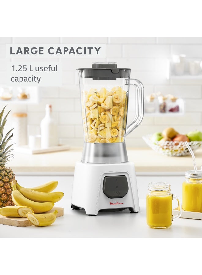 Moulinex Blender | Blendeo+  Blender Smoothie Maker | Mixer | 2 Attachements | Ice Crush Technology | Duraforce Label | Durable Blending Performance | 1 Speed | Pulse Function | 2 Years Warranty 1.5 L 450 W LM2B3127 White / Gray - Image 3