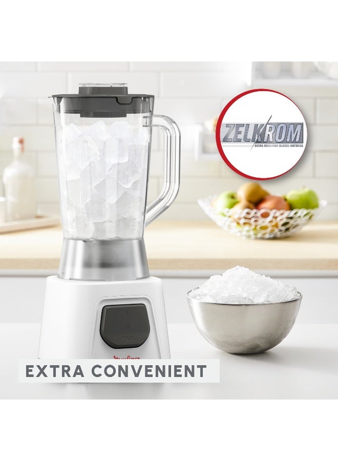 Moulinex Blender | Blendeo+  Blender Smoothie Maker | Mixer | 2 Attachements | Ice Crush Technology | Duraforce Label | Durable Blending Performance | 1 Speed | Pulse Function | 2 Years Warranty 1.5 L 450 W LM2B3127 White / Gray - Image 5