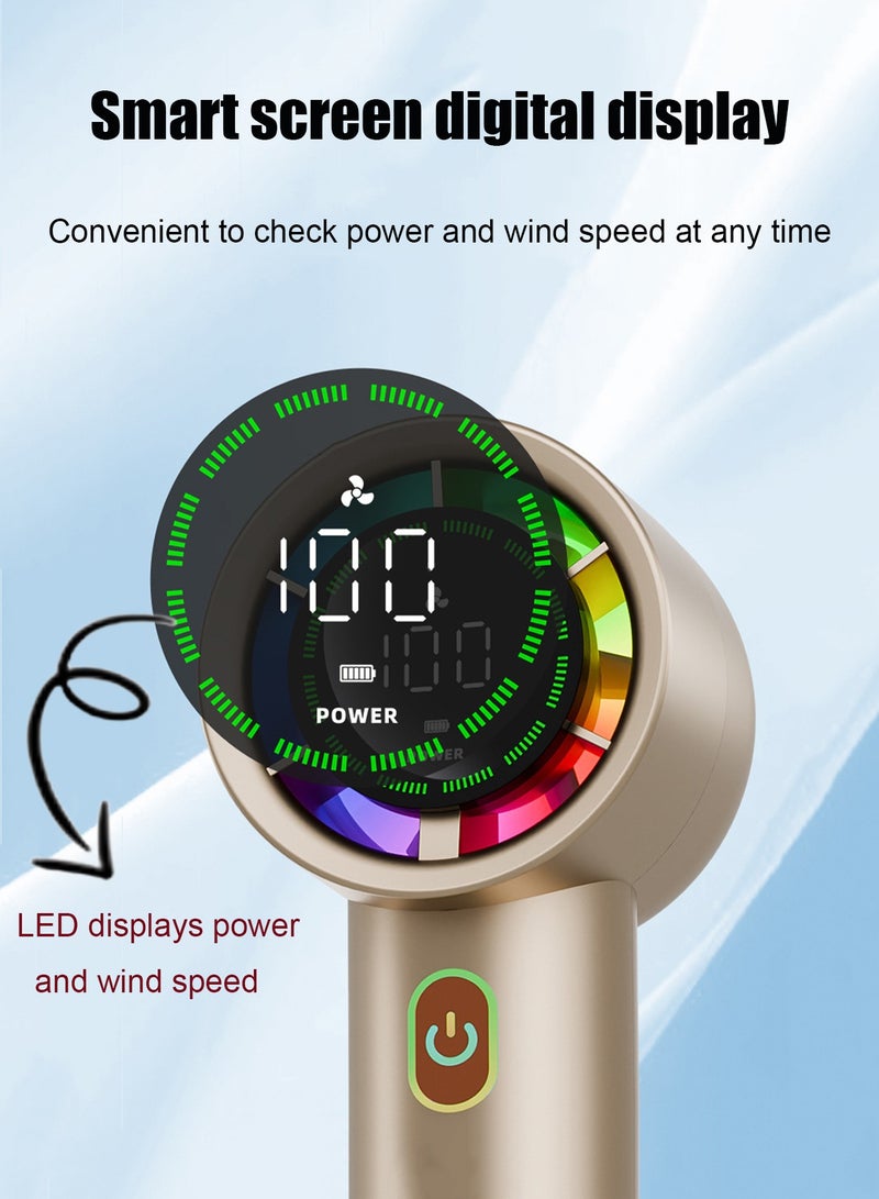 هيروكس مروحة يدوية مروحة صامتة محمولة مروحة صغيرة مروحة توربو محرك بدون فرشاة وتبريد أشباه الموصلات TEC عمر بطارية طويل 5000 مللي أمبير مروحة شحن USB 7 سرعات رياح مناسبة للمكياج والسفر والتنقل والمكتب (أسود) - Image 5