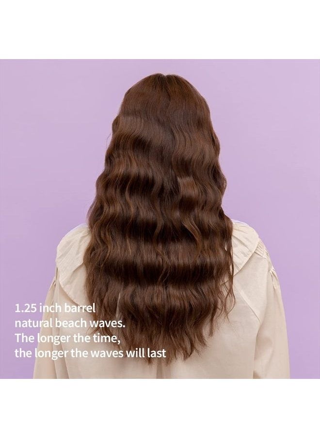 Vodana - VODANA Professional Triple Flow Ceramic Hair Waver, Easy Beach Wave, Embedded, Light Double Barrel Wave Iron for Wide Deep Waves (1.25 inch, Lavender) - Image 1