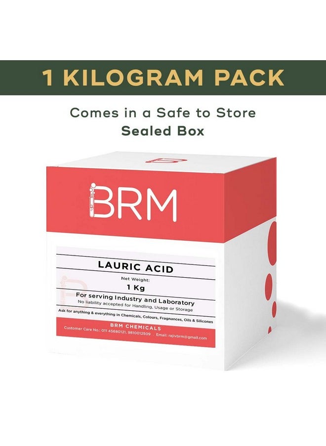 BRM CHEMICALS - Lauric Acid 1 Kg For Soap Making Shampoo Cosmetics Serum Making Beauty Formulations Moisturizer Lotion Making Domestic Use & Diy Personal Care For Face Hair Skin & Body - Image 1