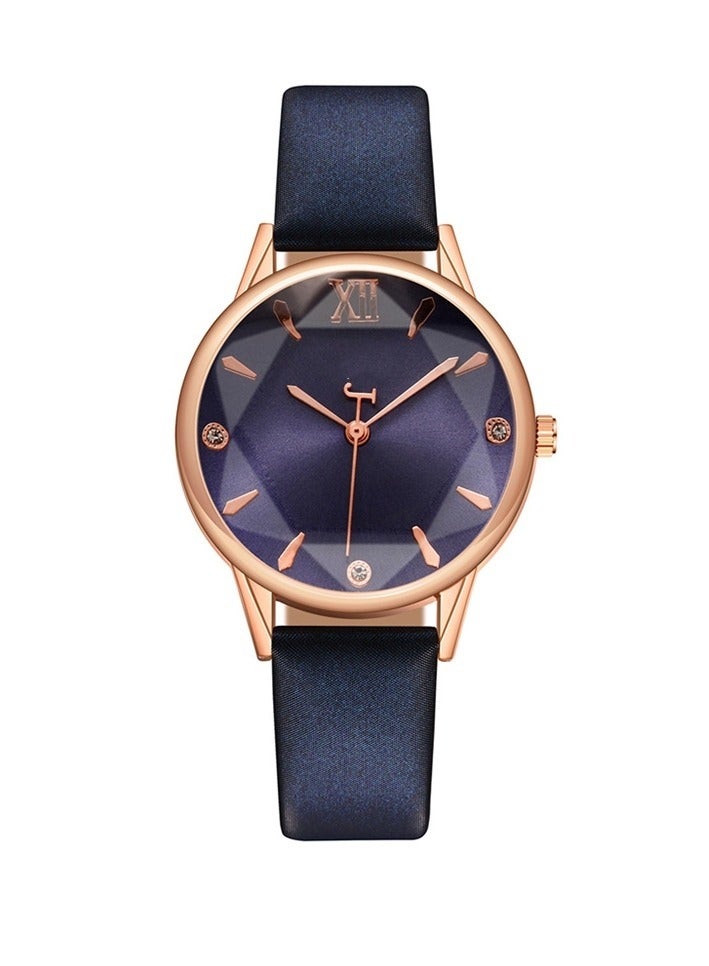 Fashion Roman Pattern Diamond Women's Watch Quartz Leather Strap Ladies Watch Purple - Image 1