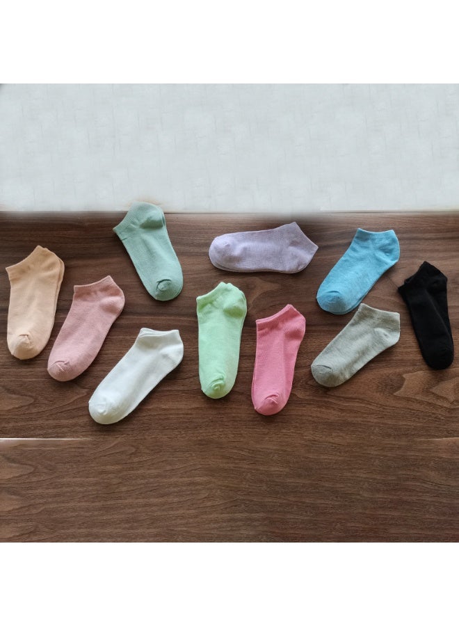 10PCS Women's Summer Lightweight Breathable Moisture-Wicking Boat Socks
