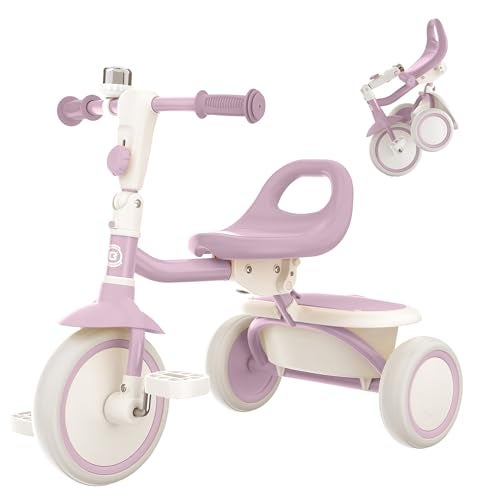besrey Kids Tricycles Age 18 Month to 5 Years Toddler Tricycle Kids Trikes Tricycle Gift Toddler Tricycles for 25 Year Olds Gift Toys for Boy Girl Trikes for Toddlers Light Purple - Image 1