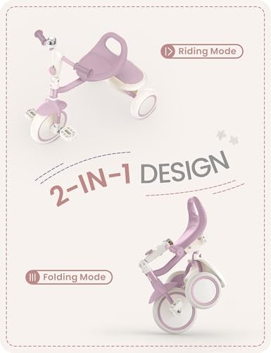besrey Kids Tricycles Age 18 Month to 5 Years Toddler Tricycle Kids Trikes Tricycle Gift Toddler Tricycles for 25 Year Olds Gift Toys for Boy Girl Trikes for Toddlers Light Purple - Image 5
