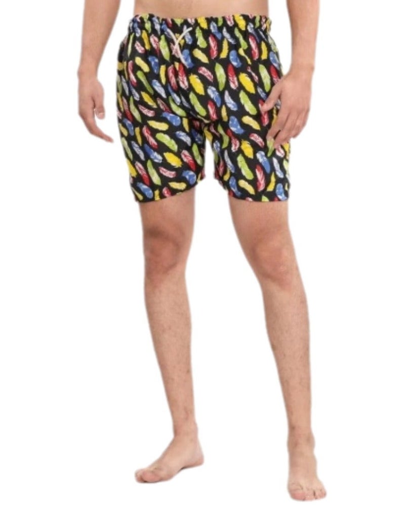 Men's Waterproof Swim Shorts Multicolor Feather Print Quick Dry Beach Shorts Lightweight Summer Swimming Trunks with Elastic Waist Drawstring Comfortable Swimwear for Pool Beach Vacation up to 70 KG - Image 2