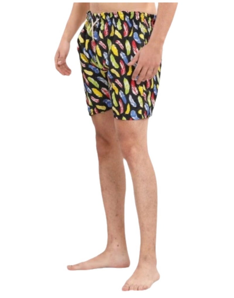 Men's Waterproof Swim Shorts Multicolor Feather Print Quick Dry Beach Shorts Lightweight Summer Swimming Trunks with Elastic Waist Drawstring Comfortable Swimwear for Pool Beach Vacation up to 70 KG - Image 3